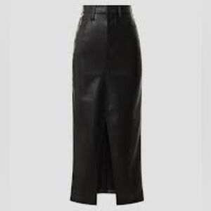 HUDSON Fashion Skirt Black Coated Denim Jeans Midi Skirt Waxed 32 Long Slit Sexy